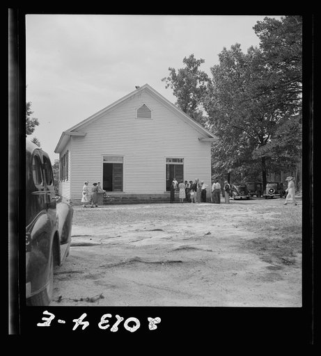 Untitled photo, possibly related to: Congregation entering church. Wheeley's Church. Person County, North Carolina