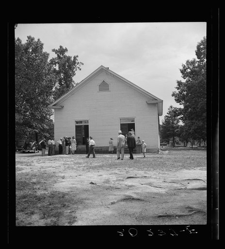 Untitled photo, possibly related to: Congregation entering church. Wheeley's Church. Person County, North Carolina