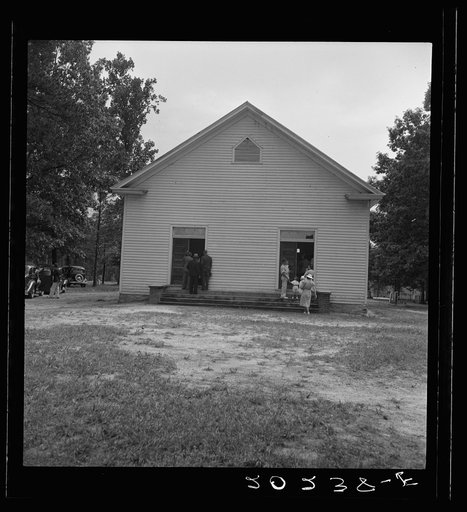 Untitled photo, possibly related to: Congregation entering church. Wheeley's Church. Person County, North Carolina