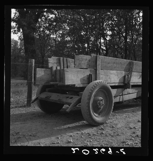 Wagon built on the farm utilizing parts of wrecked Dodge truck. "The team can haul three times as much." Oregon, Kirby (Josephine County)