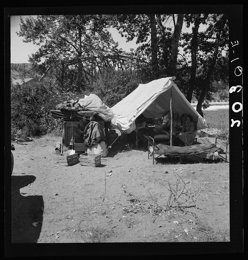 Camp of migratory family originally from Texas in "Ramblers Park." Yakima Valley, Washington