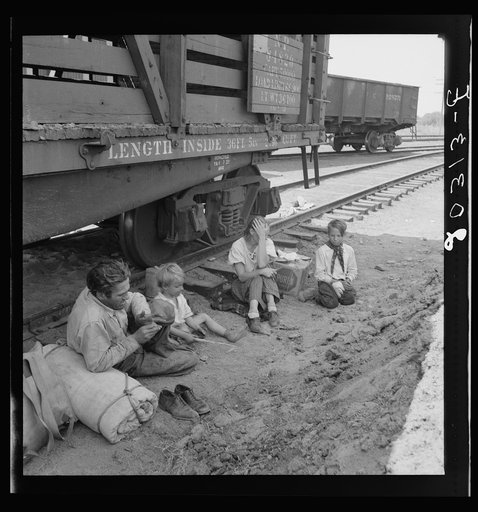 Family who traveled by freight train. Washington, Toppenish, Yakima Valley
