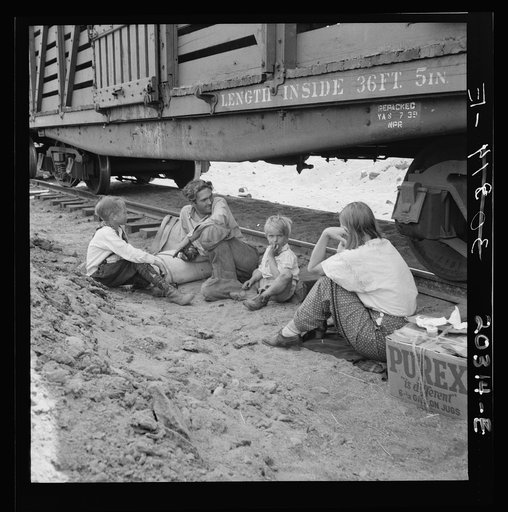 Family who traveled by freight train. Washington, Toppenish, Yakima Valley