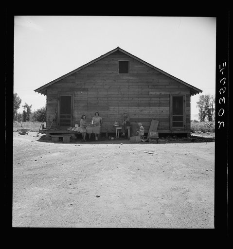 Home of family living in Sumac Park, shacktown community outside of Yakima, Washington. Father is ill and unable to work. They are paying for land (three hundred and fifty dollars) at rate of seven dollars a month