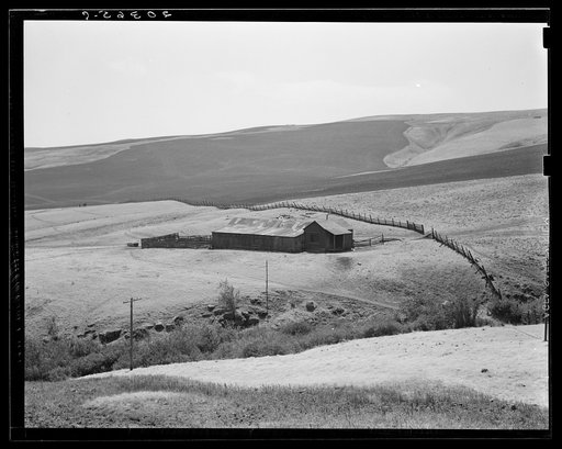 Untitled photo, possibly related to: Desert stock farm, south central Washington, in region where much land has been overgrazed. Washington, Klickitat County