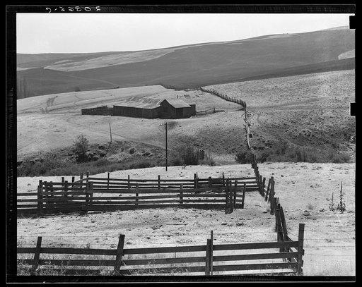 Desert stock farm, south central Washington, in region where much land has been overgrazed. Washington, Klickitat County
