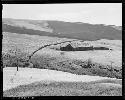 Untitled photo, possibly related to: Desert stock farm, south central Washington, in region where much land has been overgrazed. Washington, Klickitat County