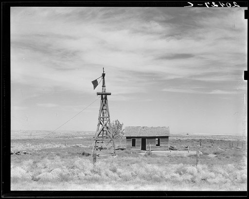 Washington, Grant County, south of Quincy. Deserted dryland farm in the Columbia Basin. About seventy five miles from Grand Coulee
