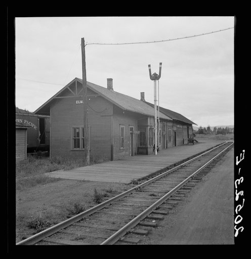 Untitled photo, possibly related to: Western Washington, Grays Harbor County, Elma. Railroad station of western Washington town. See General caption number 38
