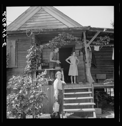Hop farmer's children, small owner, and backyard of house. Oregon, Polk County, near Independence