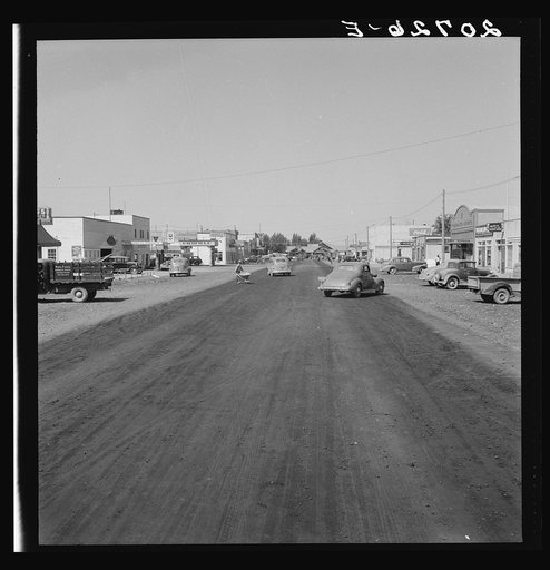Untitled photo, possibly related to: California Siskiyou County, Tulelake. Looking down main street of a frontier town, still impaired. This town has no safe drinking water
