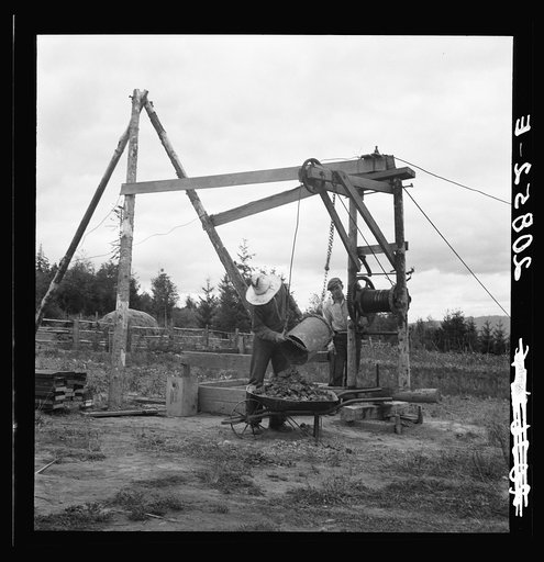 Untitled photo, possibly related to: Kytta family, Farm Security Administration (FSA) borrowers on non-commercial experiment, build a well. Michigan Hill, Thurston County, western Washington. See general caption number 36