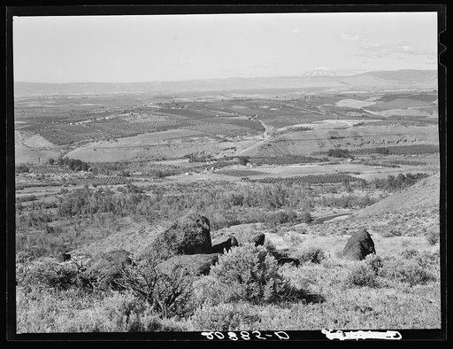 Untitled photo, possibly related to: Looking down on part of the Valley, approximately six miles from Yakima. Washington, Yakima Valley. See general caption number 33