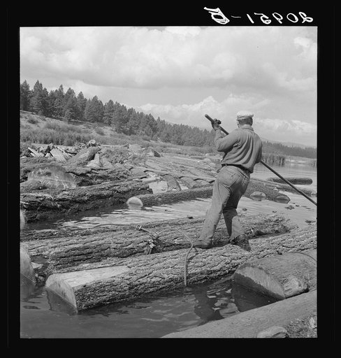 "Pond monkey" channels log raft. Keno, Klamath County, Oregon. General caption number 61