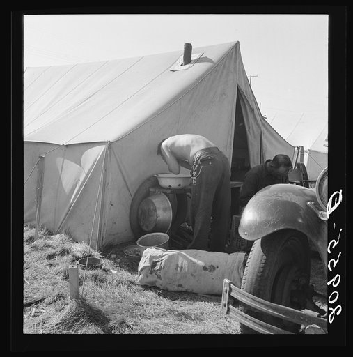 Living conditions for migrant potato pickers. Tulelake, Siskiyou County, California. General caption number 63-1