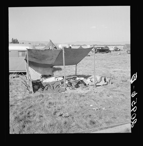 Living conditions for migrant potato pickers. Tulelake, Siskiyou County, California. General caption number 63-1