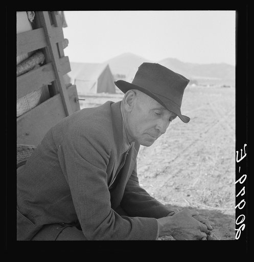 Untitled photo, possibly related to: Former Nebraska farmer, now a migrant farm worker. Klamath County, Oregon. General caption number 62-111