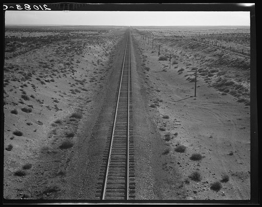 Western Pacific line runs through unclaimed desert of northern Oregon. Ten miles from railroad station at Irrigon. Morrow County, Oregon