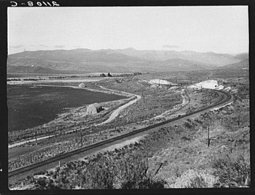 Farmers have just sown their winter wheat. Eastern Oregon. Small Finger Valley on U.S. 30, Baker County, Oregon
