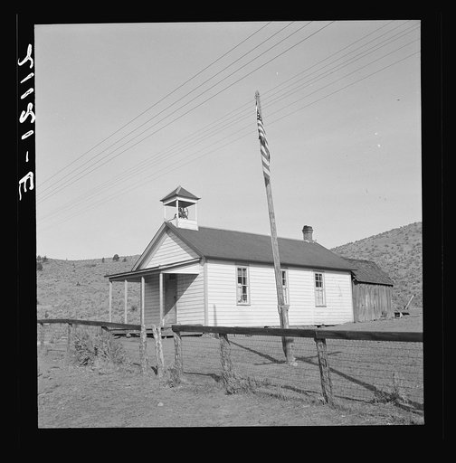 Untitled photo, possibly related to: Eastern Oregon county school in clearing in the sage bush. Seven pupils enrolled. Between Pleasant Valley and Durkee, Baker County, Oregon
