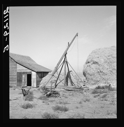 Untitled photo, possibly related to: Type of hay derrick characteristic of Oregon landscape. Irrigon, Morrow County, Oregon