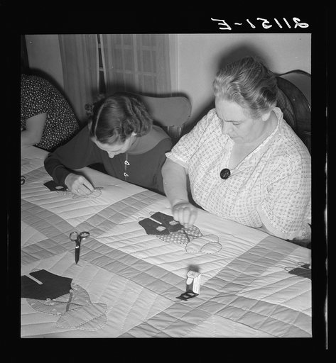 Farm women working on quilt. Near West Carlton, Yamhill County, Oregon. See general caption number 58
