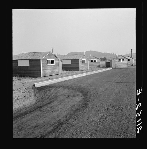 Untitled photo, possibly related to: Shows new type of wooden shelter for migratory workers. FSA (Farm Security Administration) camp. Near McMinnville, Oregon. See general caption number 60