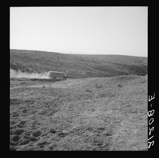 The school bus leaves the flat at eight thirty a.m. Malheur County, Oregon. General caption number 67-1V