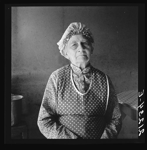 Soper grandmother, who lives with family. FSA (Farm Security Administration) borrower. Willow Creek area. Malheur County, Oregon. General caption number 72