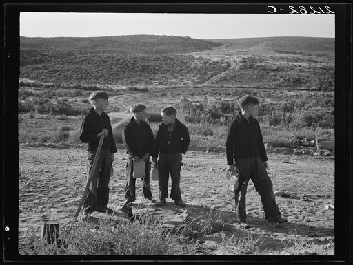 The Schroeder family on their new eighty-acre farm. Dead Ox Flat, Malheur County, Oregon. General caption number 67-111