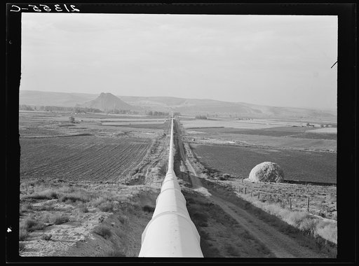 Untitled photo, possibly related to: Siphon--the world's longest--which carries water five miles to Dead Ox Flat. It is eight feet in diameter. Malheur County, Oregon