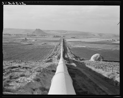 Siphon--the world's longest--which carries water five miles to Dead Ox Flat. It is eight feet in diameter. Malheur County, Oregon