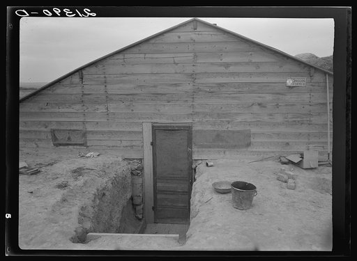 Close-up of Free home. Basement dugout. Dead Ox Flat Malheur County, Oregon