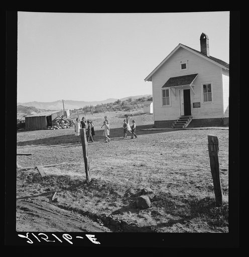 Untitled photo, possibly related to: School attended by children of members of Ola self-help sawmill co-op. Gem County, Idaho. See general caption 48