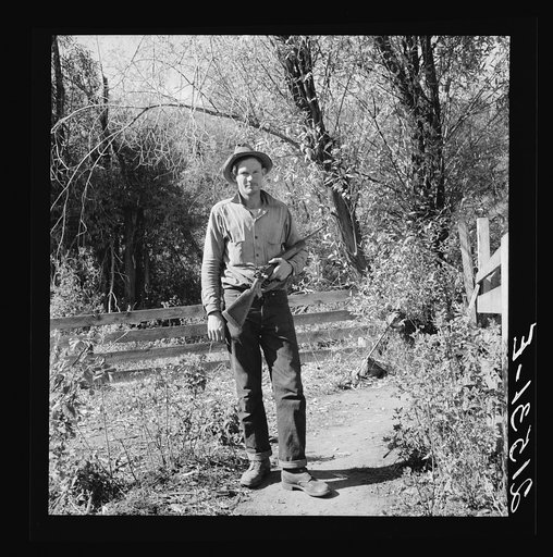 Roy Carlock, member of Ola self-help sawmill co-op. He is one of the best hunters in the community, and keeps his larder well stocked during hunting season. Gem County, Idaho. General caption 48