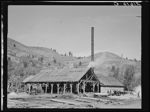 Untitled photo, possibly related to: The sawmill. Ola self-help sawmill co-op. Gem County, Idaho. General caption 48