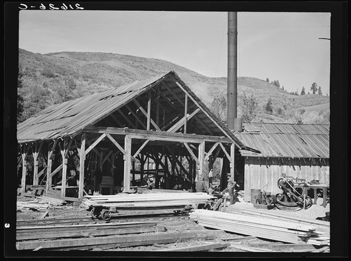 Close-up of the sawmill. Ola self-help sawmill co-op. Gem County, Idaho.  General caption 48