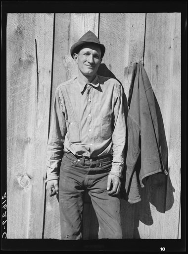 Untitled photo, possibly related to: One of the thirty-six members. Ola self-help sawmill co-op. Gem County, Idaho. General caption 48.