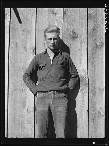 Untitled photo, possibly related to: One of the thirty-six members. Ola self-help sawmill co-op. Gem County, Idaho. General caption 48.