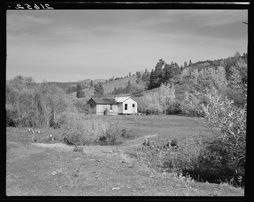 Home of Claude Kanady, president of the Ola self-help sawmill co-op. First part of this house was built a year ago. Now he is adding to it lumber from the sawmill. Gem County, Idaho. See general caption 48