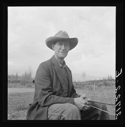 Untitled photo, possibly related to: Farmer from Nebraska now developing eighty-acre stump farm. Bonner County, Idaho. See general caption 50