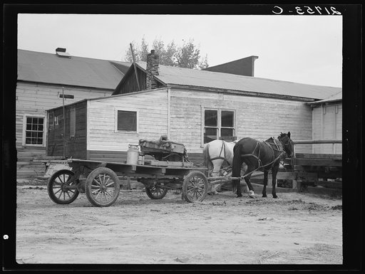 Stump farmer's wagon in town on Saturday morning. Bonners Ferry, Idaho. See general caption 49