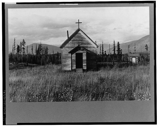 Abandoned church in cut-over area. Boundary County, Idaho