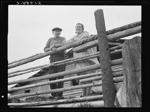 Untitled photo, possibly related to: Stump rancher and wife. They and their seven children are making a new start on cut-over land. Priest River Penninsula, Bonner County, Idaho. See general caption 51