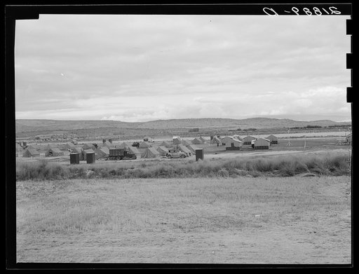 View of first FSA (Farm Security Administration) mobile camp unit in Klamath Basin, Oregon. See general caption 62