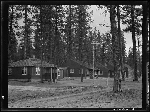 View of new model company lumber town housing for millworkers. Gilchrist, Oregon