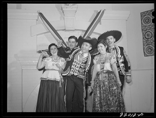 Brownsville, Texas. Charro Days fiesta. Giving a "greeto" at Triple L Club dance
