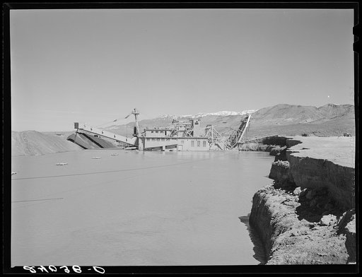 Untitled photo, possibly related to: Trailing pile left by gold dredge. Nye County, Nevada