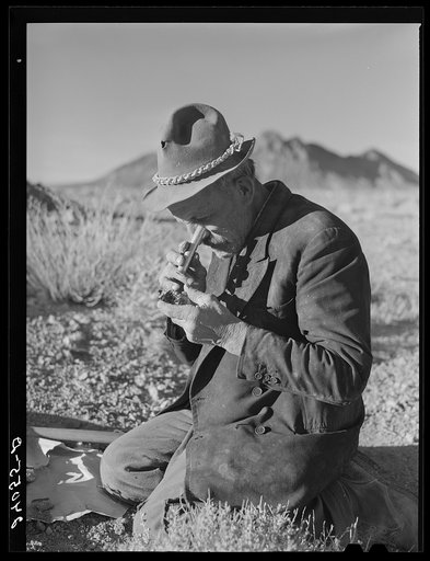 Prospector testing ore samples. Esmeralda County, Nevada