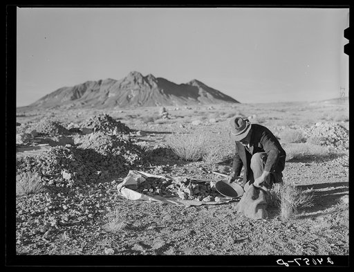 Untitled photo, possibly related to: Rocky Mountain George, old prospector, born in badlands of Wyoming. Esmeralda County, Nevada